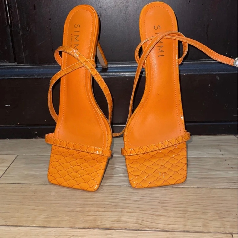 Orange snake skin Simmi London open toe heels
